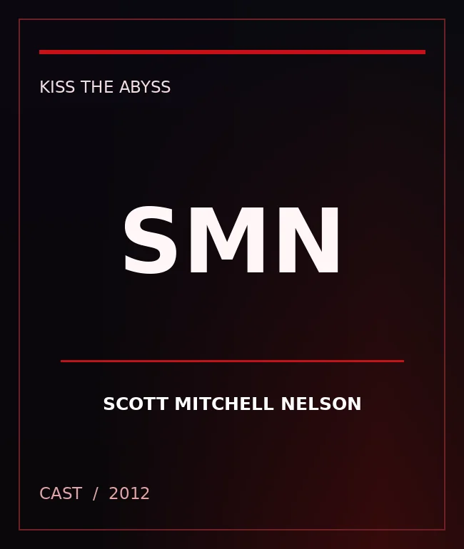 Typography portrait for Scott Mitchell Nelson, who plays Stephen in Kiss the Abyss