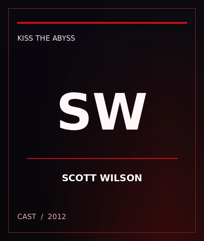 Typography portrait for Scott Wilson, who plays Mark in Kiss the Abyss